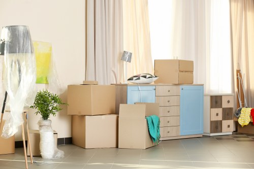 Student removals planning in Ruislip with packed boxes and moving essentials