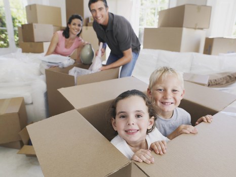 House moving preparations in Ruislip with packed boxes