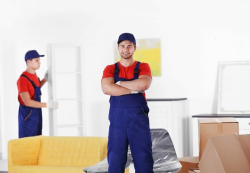Office removals planning in Ruislip with moving boxes and workspace preparation