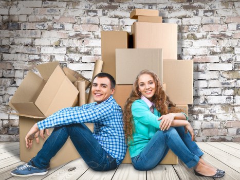 Man and van service with moving van and boxes in Ruislip