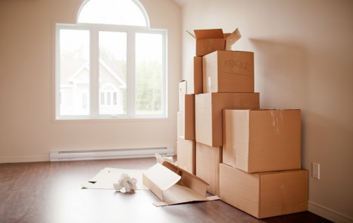 Moving boxes and furniture with a hired removal truck