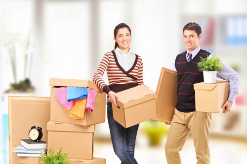 Household furniture being carefully loaded during a Ruislip move
