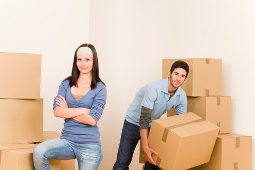 Packed boxes and furniture ready for removals in Ruislip